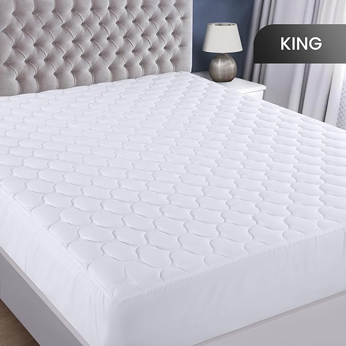 Utopia Bedding Waterproof Mattress Protector, King Mattress Pad, Noiseless Quilted Fitted Cover with Deep Pocket Stretches up to 16 Inches (White)