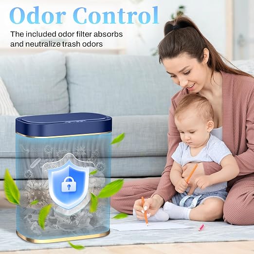 Ogikey Bathroom Small Trash Can with Automatic Touchless Lid, 2.6 Gallon Smart Garbage Can Narrow Waterproof Trash Bin for Bedroom, Office, Living Room - Image 4