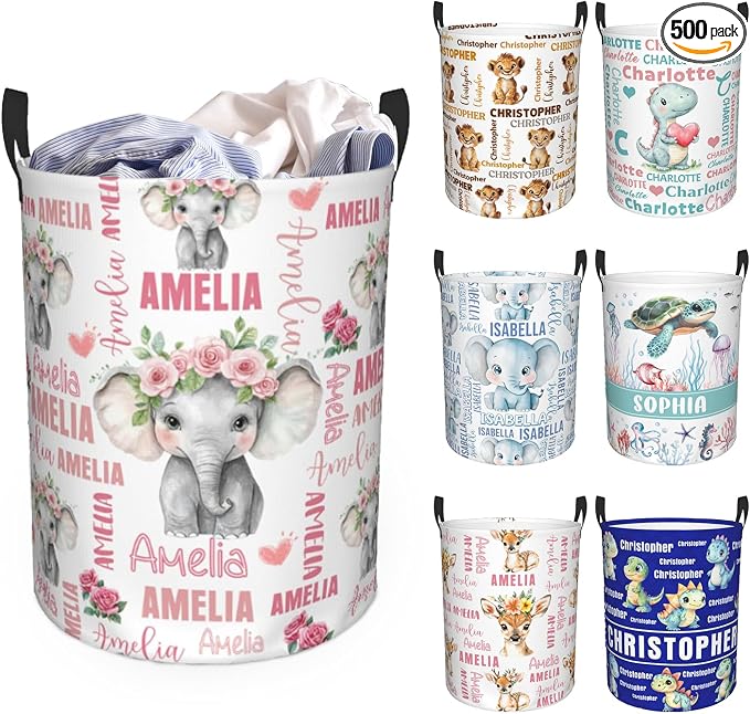Custom Name Laundry Hamper, Personalized Laundry Basket with Name for Baby Boys Girls, Customized Collapsible Dirty Clothes Hamper Storage with Handles for Bedroom Bathroom Dorm Room Decor by Ownxhbc
