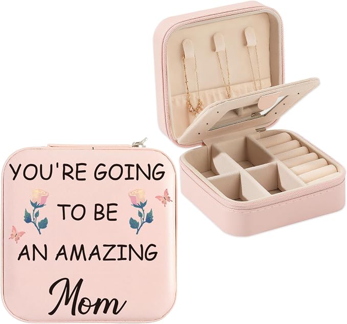 New Mom Jewelry Box 1st Mothers Day Valentines Gifts for New Mom First Time Mother Pregnancy Congratulations Gender Reveal Baby Shower Gifts for Expecting Moms Soon to Be Mommy Jewelry Case by Unknown