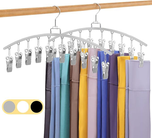2 Pack Legging Organizer for Closet 360?? Swivel, Metal Gym Clothes Organizer w/20 Clips Holds 20 Leggings, Hangers Space Saving, Closet Organizers and Storage, Room Organization Essentials, Grey by Unknown