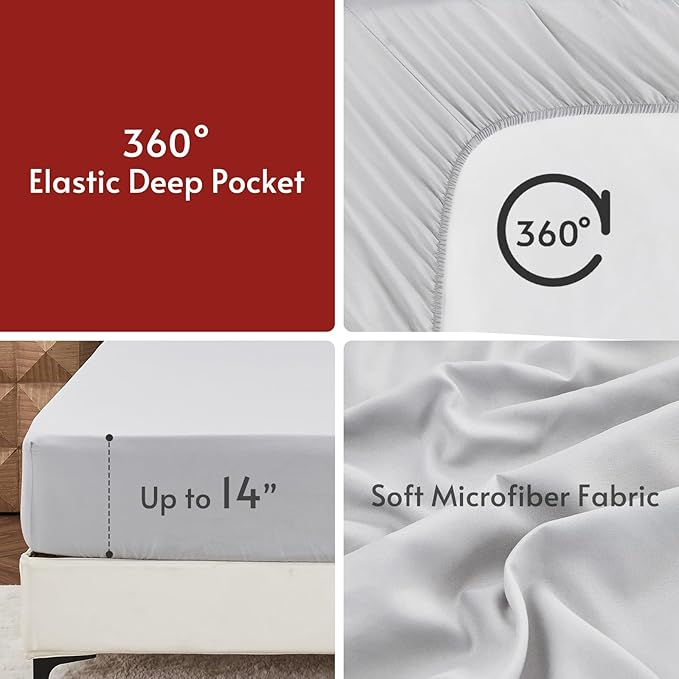MUXHOMO 7 Pieces Oversized Queen Comforter Set, Reversible Bed in a Bag Oversized Queen Size, All Season Bedding Set, Flat Sheet, Fitted Sheet, Pillowcases & Shams, Dark Grey & Light Grey