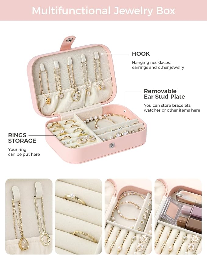 CASEGRACE Jewelry Box For Women Portable Travel Jewelry Case for Necklace Earring Rings Jewelry Holder Case Gift Box Girls - Image 5