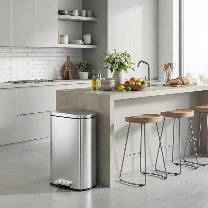 13.2 Gal Kitchen Trash Can, 50L Recycling or Garbage Bin, Brushed Stainless Steel Waste Basket, Soft&Quiet Close Dustbin, with Step-On Pedal, Removable Inner Bucket, for Home, Office, Living Room - Image 7