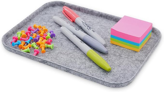 Welaxy Felt tray Lid for Storage Bins Drawer Organizer bin cap of box for junk stuff stationery makeup jewelry closet bathroom minimalist lifestyle (Gray Lid, S) by Welaxy