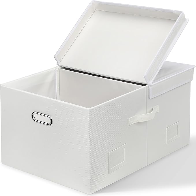 Graciadeco 75 Quarts Extra Large Decorative Storage Bins with Lids, 1 Pack White Collapsible Storage Bins with Lids, Stackable Storage Bins Decorative Box Storage With Lid Extra Large by GraciadecoStorage