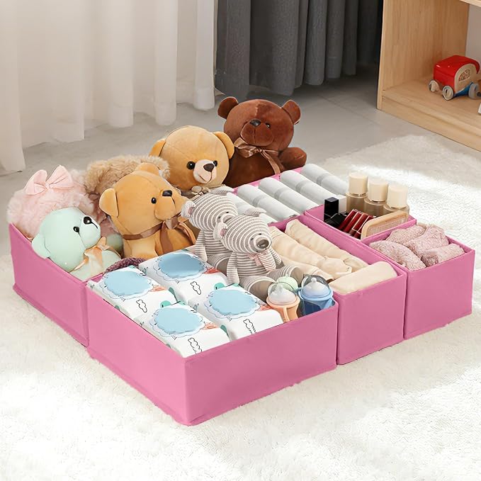 Drawer Organizer Clothes, 16 Pack Dresser Organizer Bins, Foldable Closet Organizers and Storage Fabric Dresser Bins, Shallow Drawer Dividers for Clothing, Underwears, Socks, Tie - Image 7