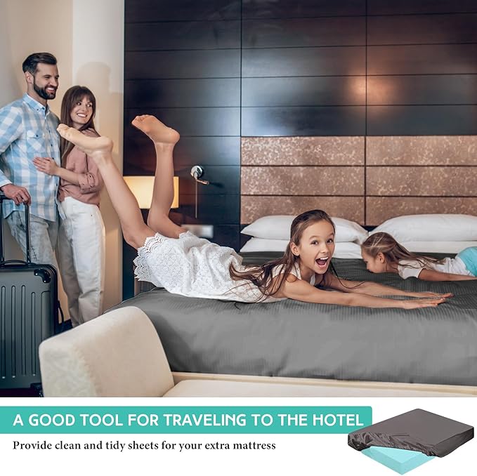 2-3 Inch Mattress Topper Cover (Only Cover) Memory Foam Protector Microfiber Memory Foam for Latex Mattress Topper Gel RV(King 80 x 78 Inch,Dark Gray)