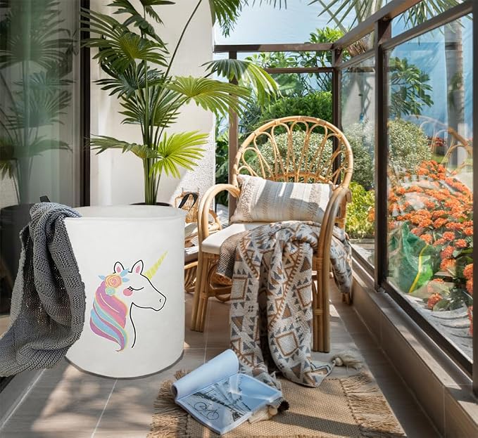 Collapsible Kids Laundry Basket Clothes Hamper, Foldable Storage Organizer Bin, Toy Clothes Storage with Handles for Boys Girls Bedroom, Room Decor Unicorn - Image 6