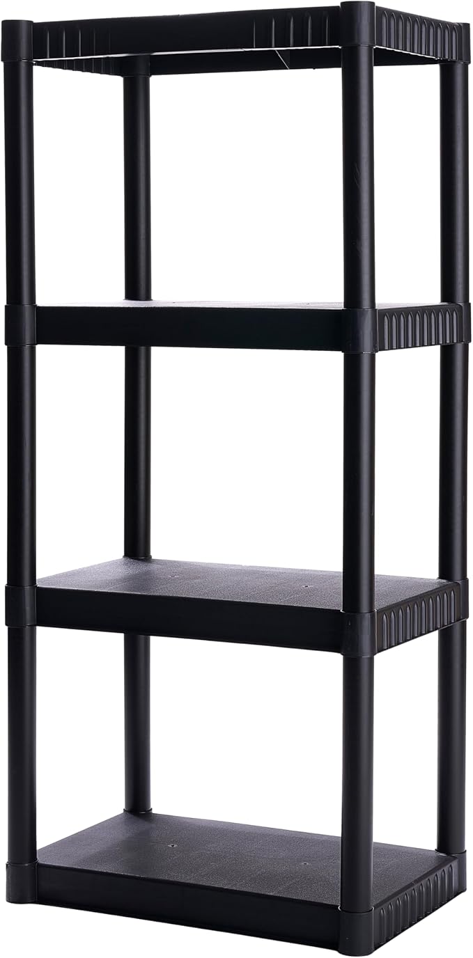 Plano 4-Shelf Plastic Storage Shelves, 48” x 23” x 14”, 200lb Capacity, Pantry, Office, Closet and Garage Shelves, Easy to Assemble, Durable Plastic Shelving Unit by PLANO%C2%AEOutdoors