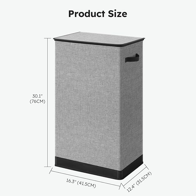 SOLEDI Laundry Hamper with Lid 100L Large & Tall Collapsible Laundry Basket, Clothes Hamper with Bag Removable Easy to Carry, Dirty Hampers for Bedroom, Bathroom, Dorm, College, Grey - Image 9