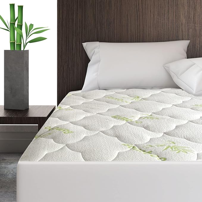 California King Air Mattress Pad, Thick Quilted Mattress Topper Cal King, Soft Breathable and Noiseless Down Alternative Fiber Pillow Top Mattress Cover with Deep Pocket Fits Up to 23 Inch Mattress