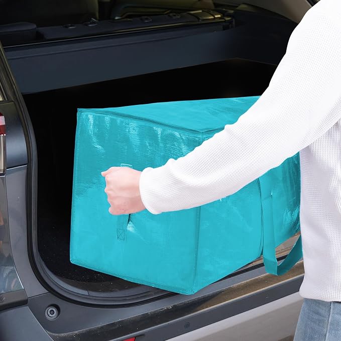 TICONN 6 Pack Extra Large Moving Bags Heavy Duty with Zippers & Carrying Handles, Durable Storage Bags Moving Boxes for Closet Organizers and Storage (6 Pack, Aqua) - Image 10