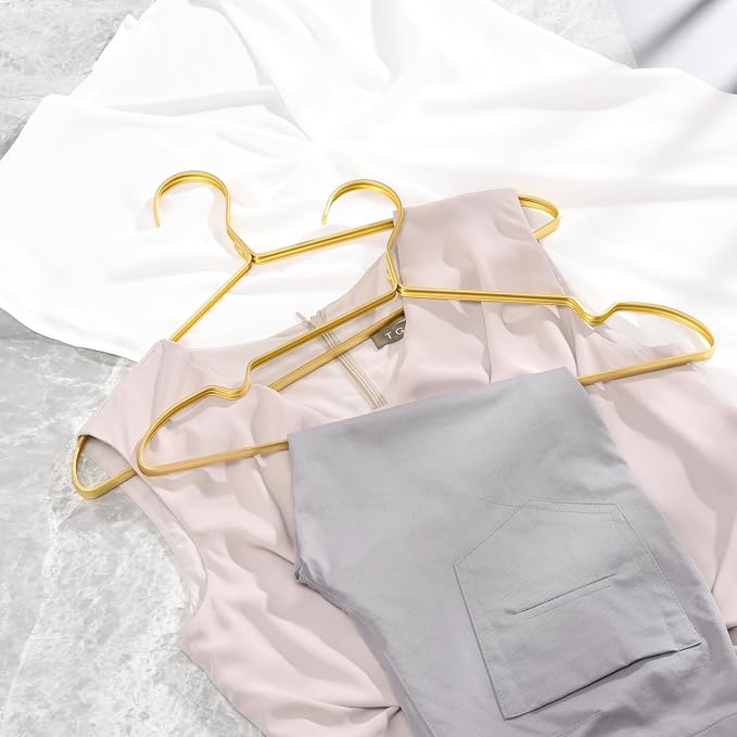 Amber Home Premium Matte Gold Aluminum Coat Hangers 20 Pack, 16.5” Extra Smooth & Durable Metal Shirt Dress Hanger, Light & Sturdy Metal Rack for Jacket Trouser Pant Slack - Image 4