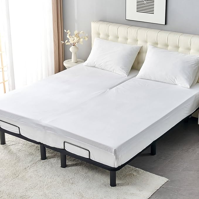 28-30" Split Top Cal King Mattress Protector for Adjustable Bed with Upper Flex Head Waterproof Ultra Soft Fitted Mattress Cover