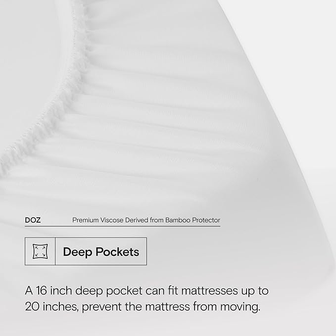DOZ Mattress Protector, 100% Viscose Derived from Bamboo Surface, 3D Air Fabric Mattress Cover, 100% Waterproof, Ultra Soft, Noiseless, Machine Washable, 16 inch Deep Pocket (Full)