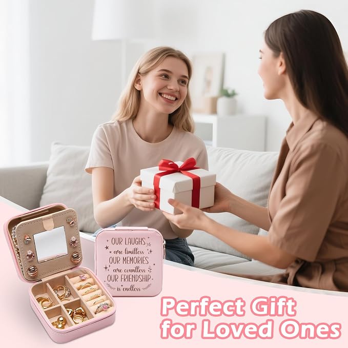 GAOLZIUY Friendship Gifts for Women, Best Friend Travel Jewelry Box, Our Laughs are Limitless, Our Memories are Countless, Birthday Gift for Female Friends Bestie Soul Sister BFF - Image 7