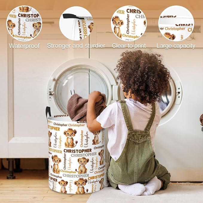 Custom Name Laundry Hamper, Personalized Laundry Basket with Name for Baby Boys Girls, Customized Collapsible Dirty Clothes Hamper Storage with Handles for Bedroom Bathroom Dorm Room Decor - Image 4