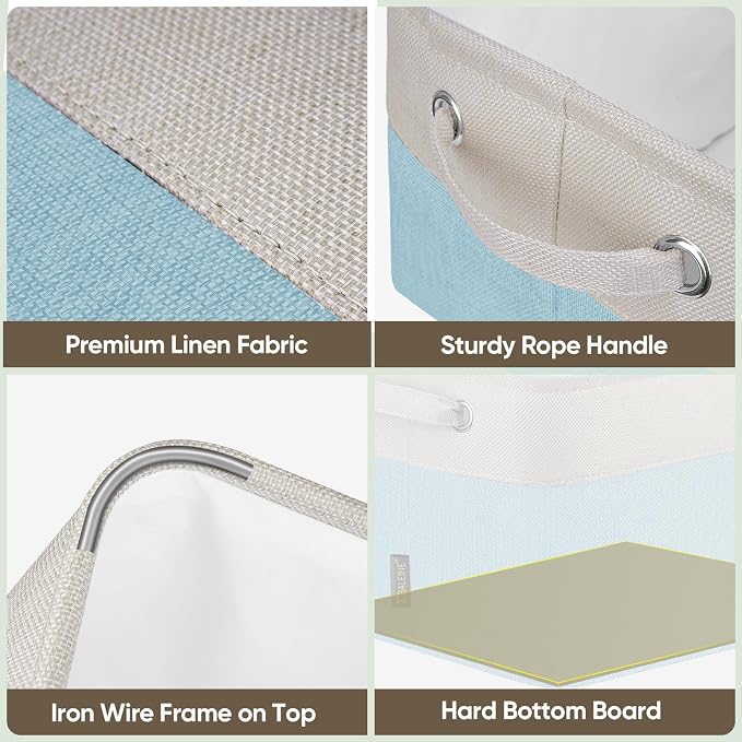 BALEINE 1 Pack Fabric Closet Storage Bins for Shelves, Linen Closet Organizers and Storage, Decorative Baskets for Organizing, Shelf, Clothes, Home, Office (Skyblue, 15''x11''x9.5'') - Image 5
