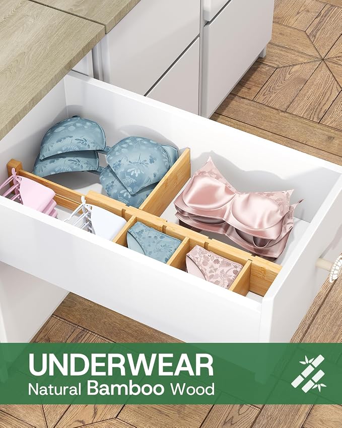 kiplant Kitchen Drawer Dividers - Adjustable Drawer Organizer for Clothes, Kitchen, Closet & Office - 8 Pack with Inserts, 13.8-18.8 Inches, Non-Slip Silicone Ends - Image 7