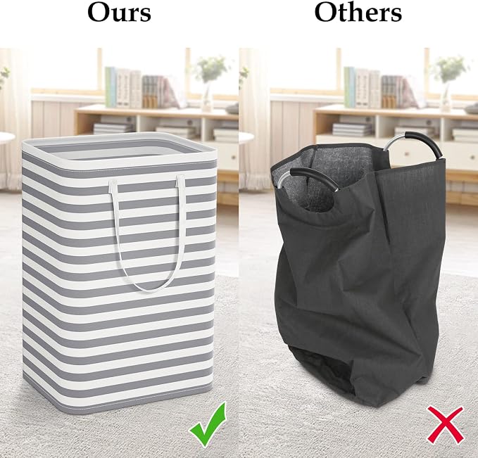 StorageRight Laundry Basket Hamper Large Collapsible Laundry Hamper with Easy Carry Handles，Freestanding Clothes Hampers for Laundry, Bedroom, Dorm, Clothes, Towels, 75L, Grey - Image 7