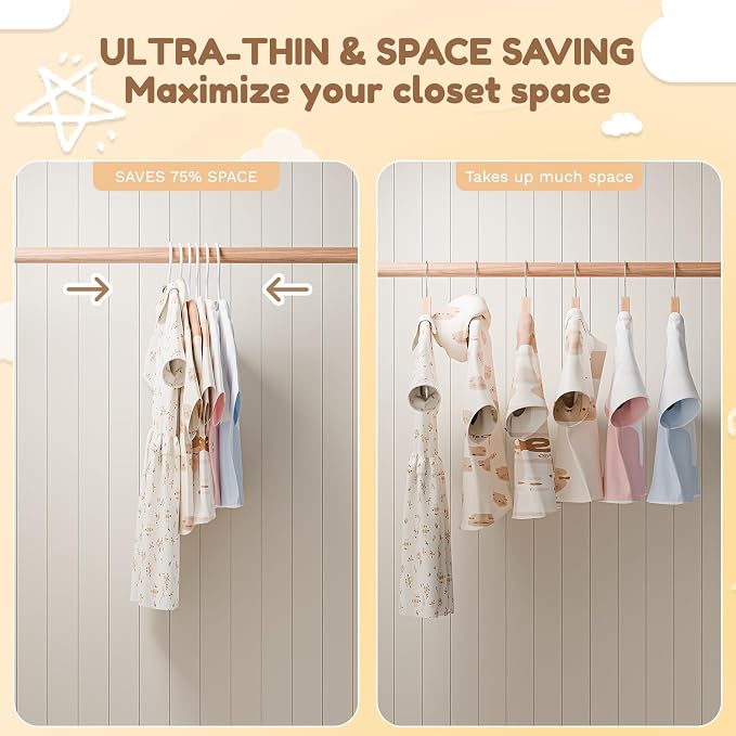 VILICK Kids Plastic Hangers, Baby Clothes Hangers for Closet 100 Packs Non-Slip Toddler Hangers for Infant Child Clothing, Small Children, for Pants Coats Skirts (White) - Image 6