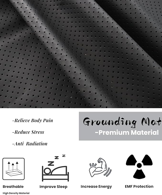 Grounding Mat for Bed, Grounding Mattress Cover Pad for Improve Sleep, Conductive Carbon Leatherette Earth Mat Grounding Pad (27 * 78inch)