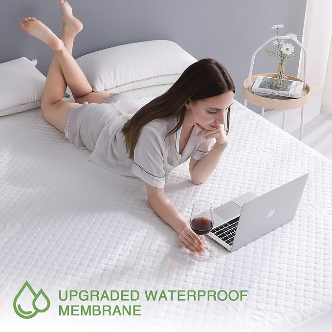 King Size Waterproof Mattress Protector Fitted Mattress Pad Cover with Deep Pocket Up to 18'' (Pack of 2)