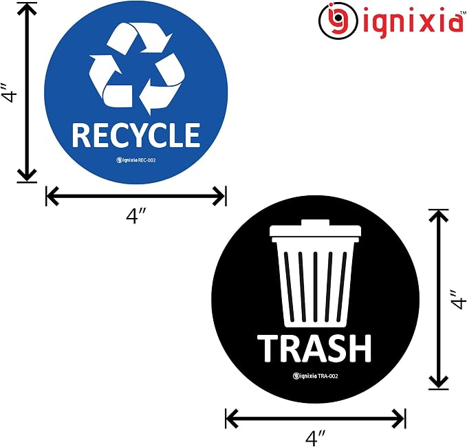 IGNIXIA Recycle & Trash Stickers Combo, Trash Bin Decals Recycle Sticker Trash Symbols Sticker 4 X 4 Inches PVC Vinyl Self Adhesive (Blue and Black) - Image 6