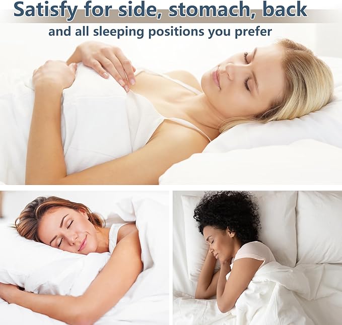 CozyLux Soft Supportive Bed Pillows for Side and Back Sleepers, Oeko-Tex Certified Down Alternative Filling, Hotel Quality Fluffy Sleeping Pillow, Queen Size Set of 4, White, 18" x 28"