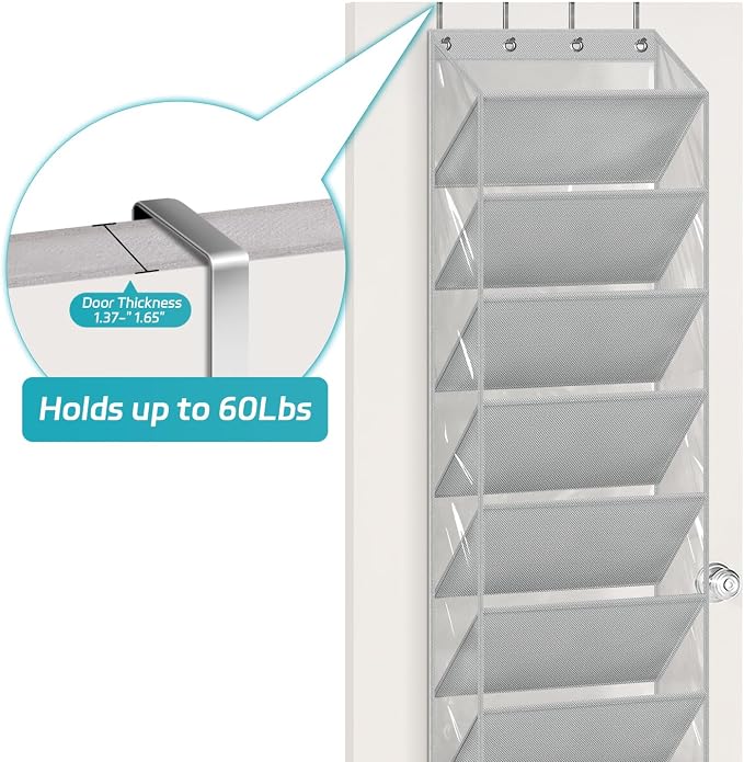AOODA 10 Tier Clear Over the Door Shoe Organizer Storage, Deep Pockets Large Hanging Shoe Rack for Closet Door, Fit 20 Pairs Shoe Holder Hanger for Boots (Grey) - Image 6
