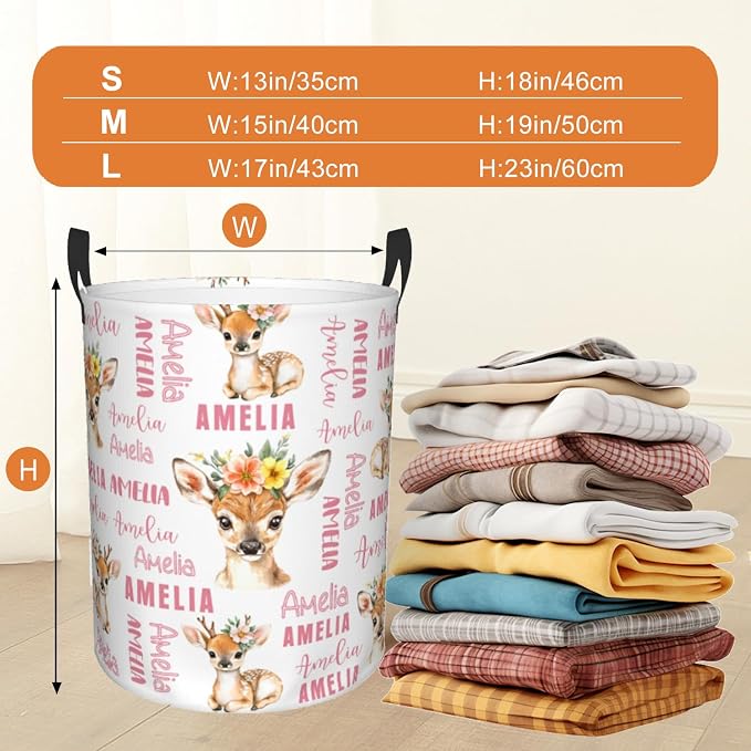 Custom Name Laundry Hamper, Personalized Laundry Basket with Name for Baby Boys Girls, Customized Collapsible Dirty Clothes Hamper Storage with Handles for Bedroom Bathroom Dorm Room Decor - Image 3