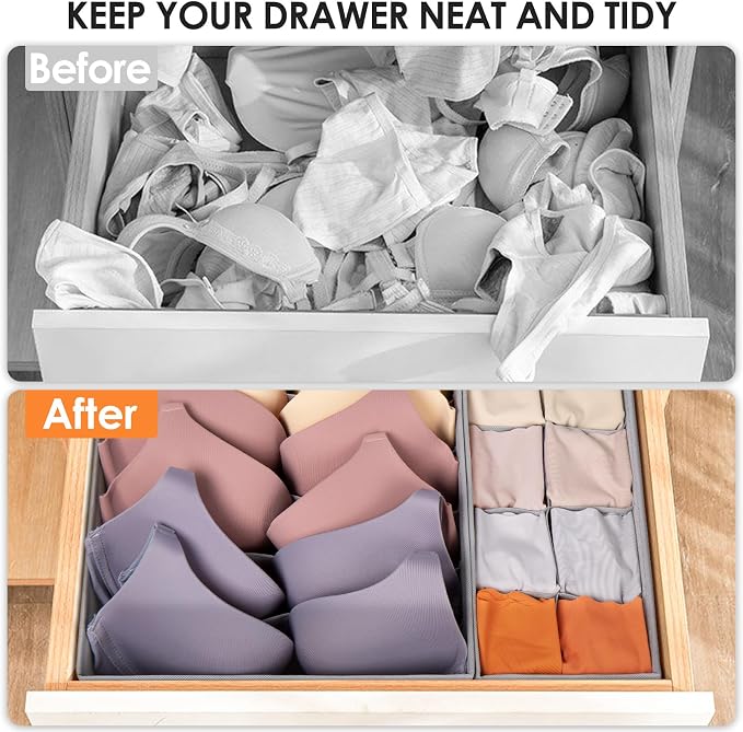 Criusia 16 Pack Sock Underwear Drawer Organizer, 96 Cells Dresser Organizer for Baby Clothes, Foldable Fabric Closet Organization and Storage Dividers Bins for Nursery, Bedroom - Image 6