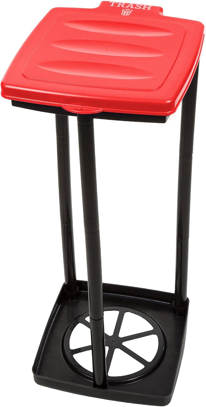 Portable Trash Bag Holder – Collapsible 13-Gallon Garbage Bin for Indoor/Outdoor Use, Camping, Recycling, and Parties – Durable Plastic Trash Can by Wakeman Outdoors (Red) by Wakeman
