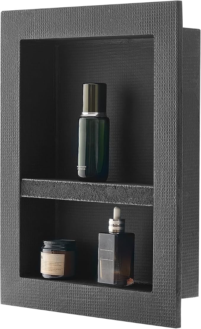 VEVOR Shower Niche, 16 x 20 x 4 inch Recessed Wall Niche with Movable Divider Shelf, Modern Soap & Shampoo Storage Organizer, Square Corners, Sealed Waterproof Design, Black for Bathroom Shower - Image 9