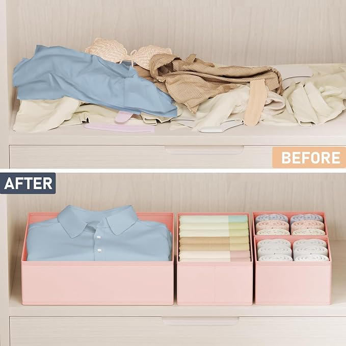 DIMJ Drawer Organizer Clothes 28 Pack - Foldable Baby Organizers and Storage Dresser Organizer for Bedroom, Closet Nursery Organization Dresser Dividers for underwear, Sock, Bra, Belt, Tie - Image 5