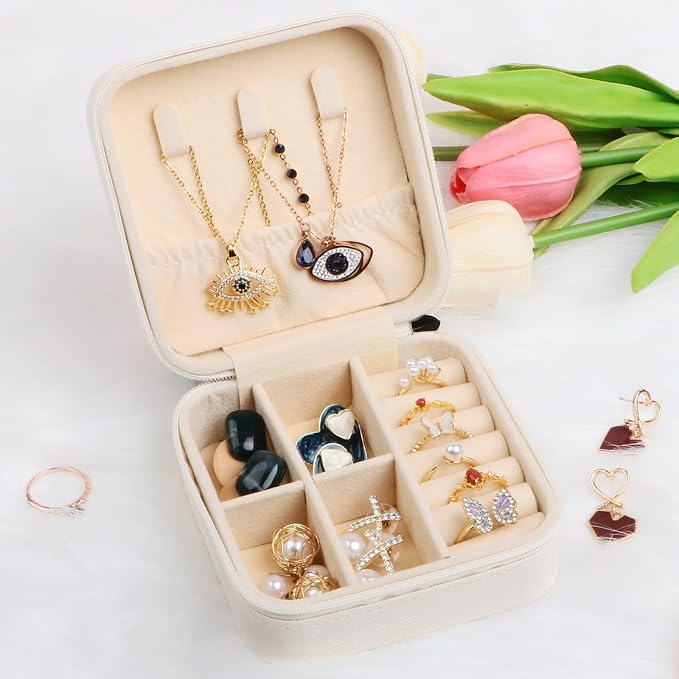 17Dec Small Travel Jewelry Case Organizer,Mini Travel Essentials for Women,Bridesmaid Gifts Birthday Gifts for Women,Small Jewelry Box for Girls 8-12 - Image 8