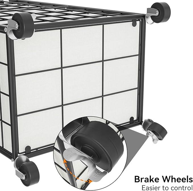 WOWLIVE Laundry Hamper with Wheels,Metal Wire Frame Rolling Laundry Basket with Removable bag,100L Dirty Clothes Hamper Organizer Dorm Room Storage for Bedroom,Bathroom,Black and White - Image 7