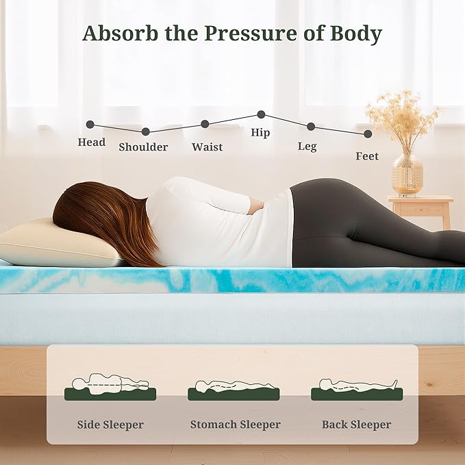 Memory Foam Mattress Topper California King - 3 Inch Gel Infused Bed Toppers, Pressure Relief Mattress Pad, CertiPUR-US Certified