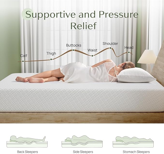 Rolanstar King Size Mattress, 6 Inch Gel Memory Foam Mattress in a Box, Fiberglass Free, Breathable for Cooler Sleep Supportive & Pressure Relief, CertiPUR-US Certified, White