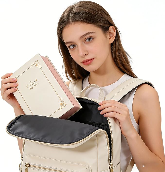 PU Leather Book Jewelry Organizer Box with Magnetic Closure, Stylish Jewelry Box for Women and Girls,Travle Jewelry Case for Rings Necklaces Earring (Ashy Pink) - Image 7
