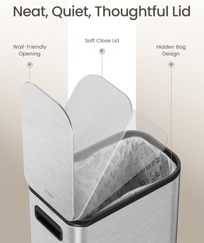 Cesun Small Bathroom Trash Can with Lid Soft Close, Step Pedal, 5 Liter / 1.3 Gallon Stainless Steel Garbage Can with Removable Inner Bucket, Waste Basket for Bathroom, Bedroom (Silver) - Image 4