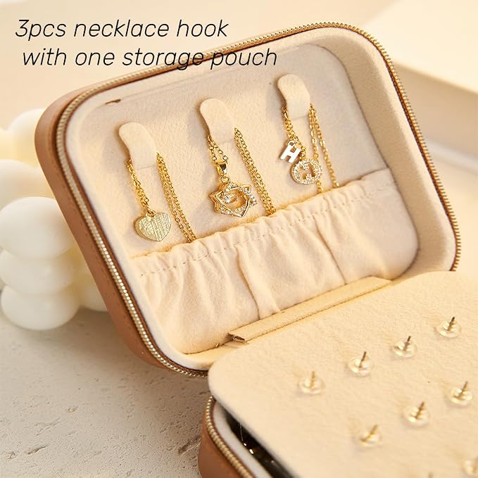 Travel Jewelry Box, PU Leather Small Jewelry Organizer for Women Girls, Portable Mini Travel Case Display Storage Holder Boxes for Stud Earrings, Rings, Necklaces (Brown) - Image 7
