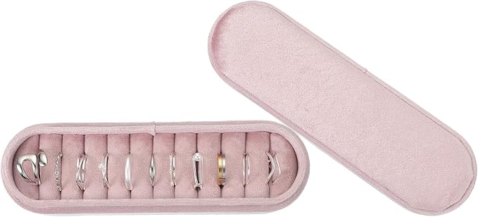 uxcell Velvet Ring Box, 11 Slots Travel Jewelry Case Ring Holder Organizer for Women Gift Proposal Christmas, Pink by uxcell