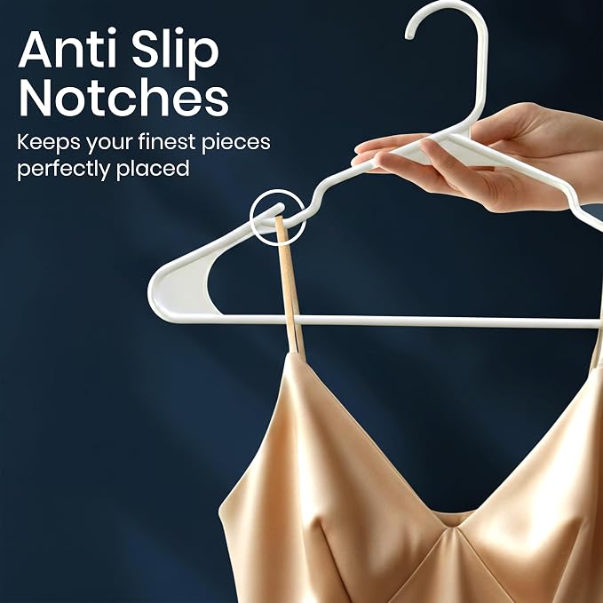 Utopia Home Plastic Hangers 200 Pack - Perfect Space Saving Clothes Hanger - Durable and Strong - Perfect Closet Organizers with Shoulder Grooves (White) - Image 3