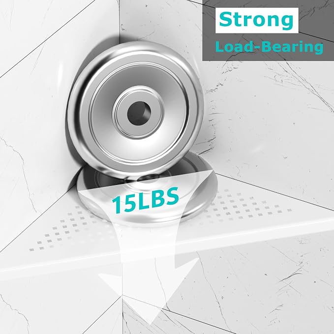 Qeke Bathroom Corner Shelf, Recessed 12" Shower Shelf Caddy, SUS304 Stainless Steel Shelf Wall Mount Triangular, No Drilling, Matte White - Image 6