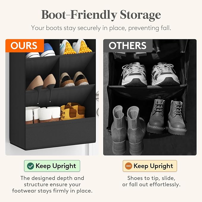 Lifewit 8 Tier Over the Door Shoe Organizer with 15 Large Deep Pockets, Fabric Hanging Shoes Shelf for Closet, Dorm Storage, Fit Up to 16 Pair Shoe Rack Holder for Sneakers, Boots, Black - Image 4