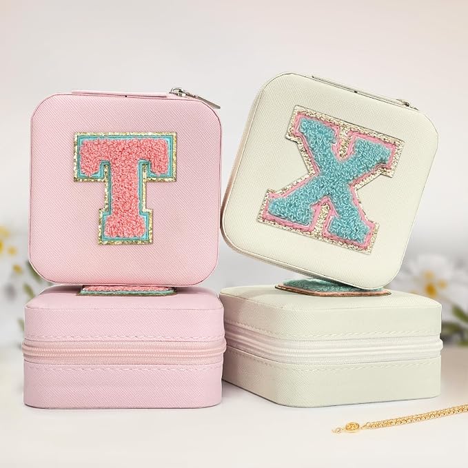 SANDJEST Personalized Jewelry Box, White Travel Jewelry Box with Initial X, Small Monogrammed Jewelry Case Organizer for Girls Women Teen Kids, Mini Travel Essentials Gifts for Birthday Christmas - Image 6