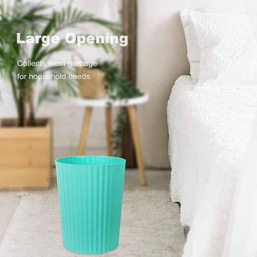 JiatuA Small Trash Can Plastic Wastebasket Round Garbage Container Bin for Bathroom, Kitchen, Bedroom, Home Office, College Dorm, Light Blue - Image 2