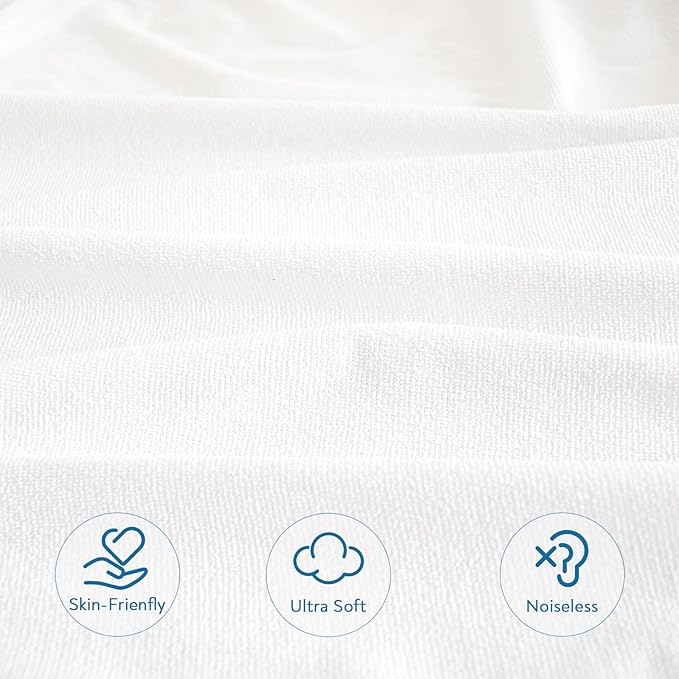King Size Mattress Cover Protector 100% Waterproof Noiseless Mattress Topper Pad Bed Sheets Fitted up to 18'' Breathable Terry Ultra Soft & Skin-Friendly Mattress Protector King Machine Wash